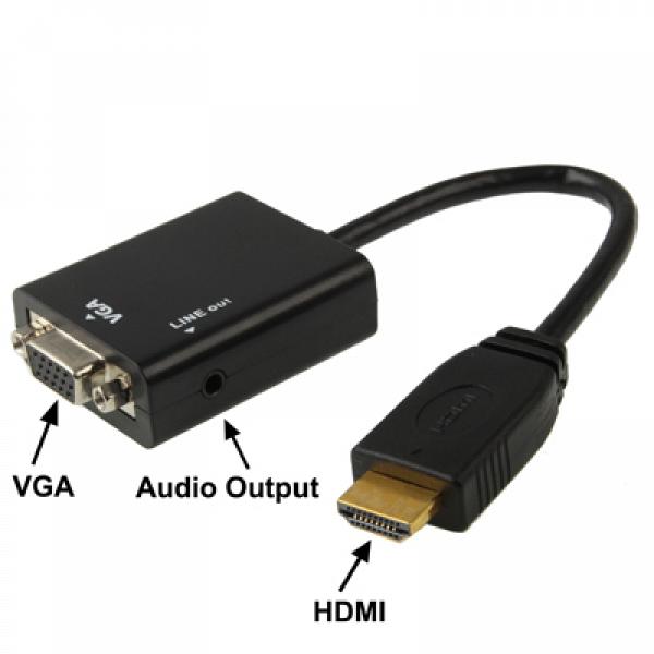  HDMI to VGA + Audio  1080p  15 \"